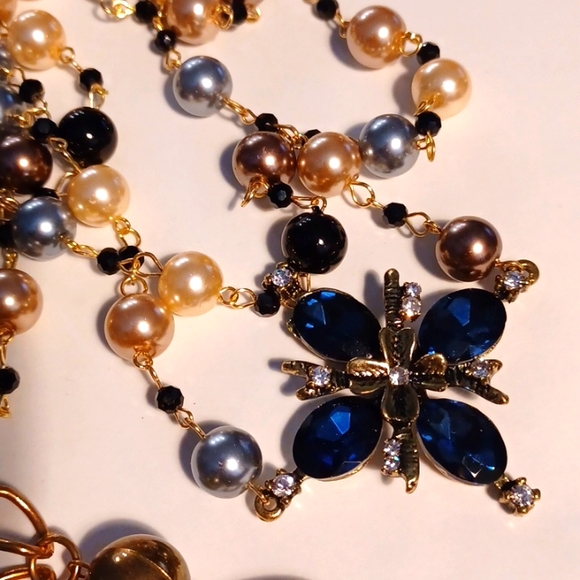 18" & 36" stunning pendant necklaces pearl, crystal, gold - Picture 3 of 4